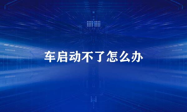 车启动不了怎么办
